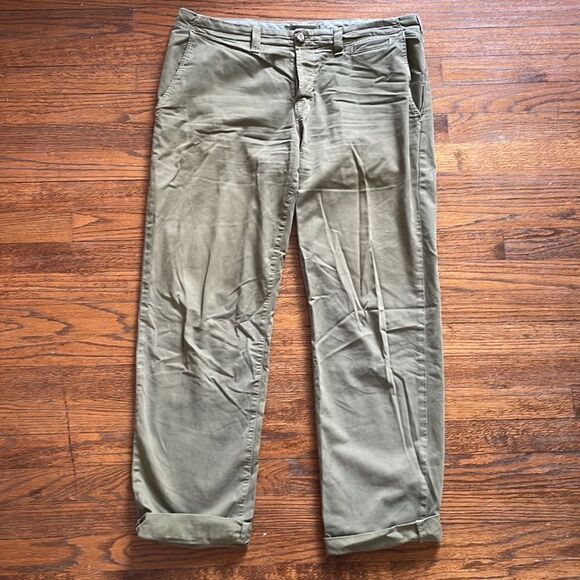 J Brand Army Green Cotton High Rise Relaxed Fit Pants - Picture 1 of 9